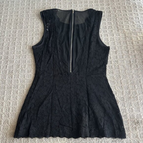 Express Women Medium M Black Lace Top Zip Back Stretch Fitted Goth 90s Rock Y2k - Picture 6 of 11